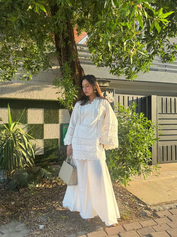 White Chikankari Embroidered Lawn 2 Piece Suit - Image 2