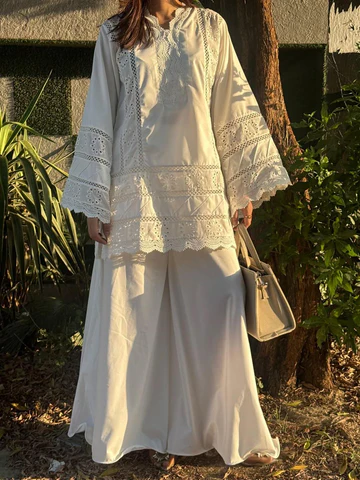White Chikankari Embroidered Lawn 2 Piece Suit